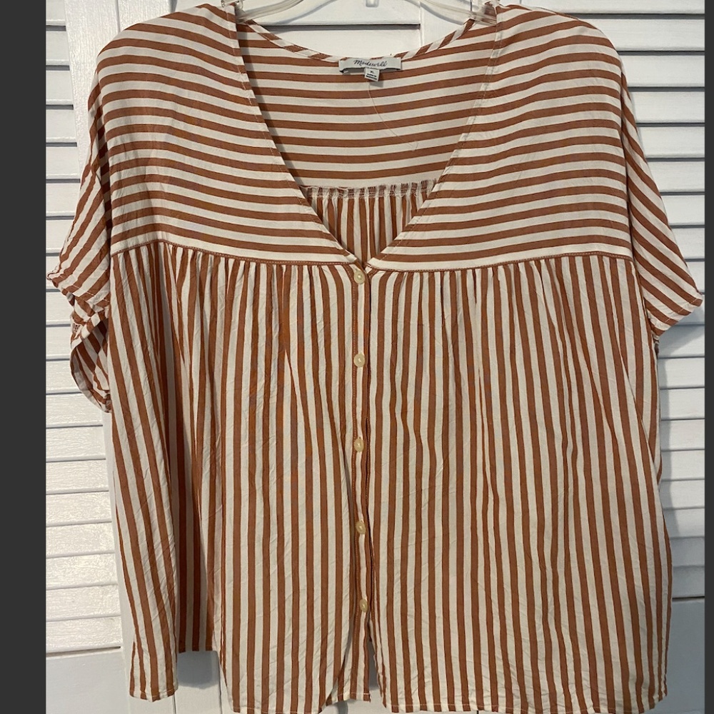 Madewell Striped V-Neck Crop Top